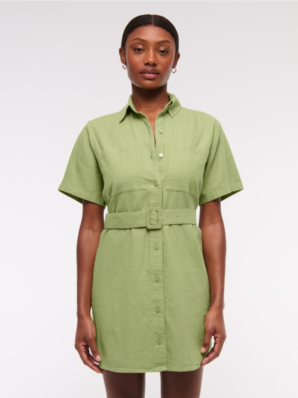 NWT Abercrombie & Fitch belted linen-blend dress